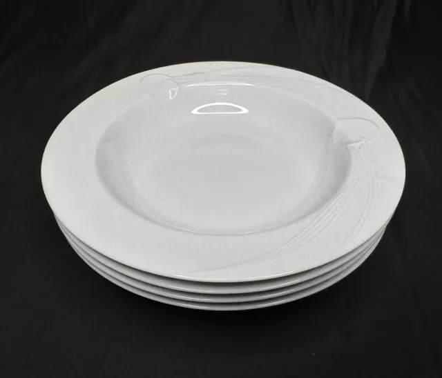 Set of 4 Mikasa Classic Flair White Calla Lillies Large Rim Soup Bowls 9 1/8”
