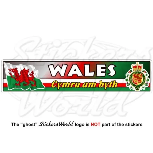 Adesivo paraurti vinile 180 mm bandiera gallese Cymru Am Byth UK, decalcomania