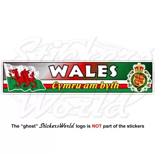 WALES Welsh Flag-Coat of Arms Cymru Am Byth UK 180mm Vinyl Bumper Sticker, Decal