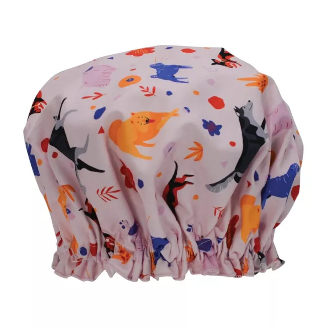 NEW Ladies Girls Elasticised Shower Cap Retro Dog Pink Design Australian Made