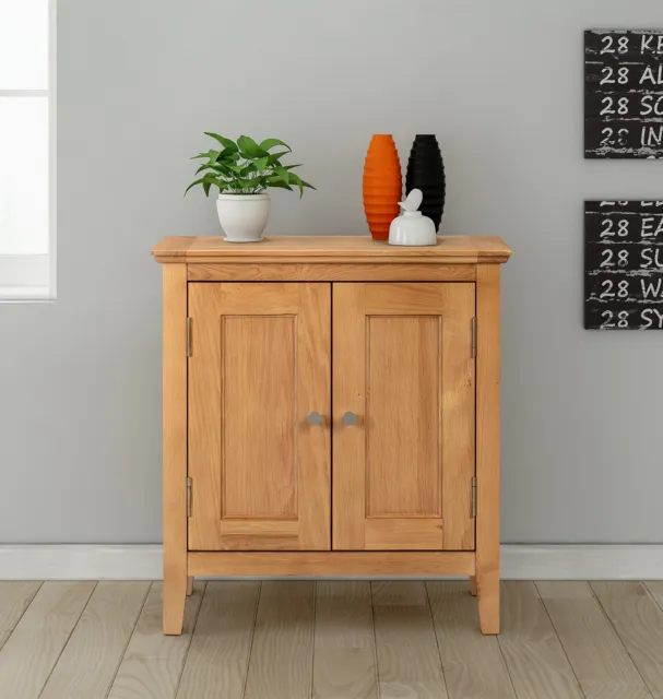 Small Oak Storage Cupboard | Wooden Hallway Cabinet Shoe Organiser Bathroom Unit