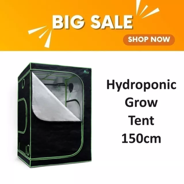 Greenfingers 1.5m x 1.5m x 2m Grow Tent Hydroponics Plant Tarp Shelves Kit 150cm