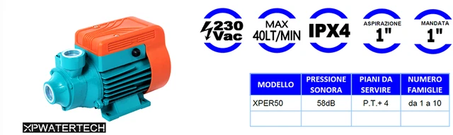 Autoclave Elettropompa 0.50 Hp QB60 - 35l/min, 230V, Per Acqua Pulita Domestica