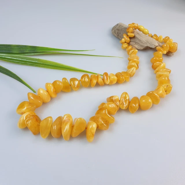 Collier d'ambre blanc jaune pierre précieuse de guérison perlé petit Chai...