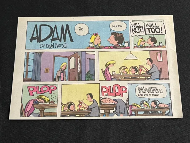 #TH02  ADAM by Brian Basset Lot of 9 Sunday Tabloid Half Page Comic Strips 1986