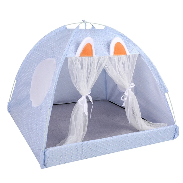 Pet Cat Dog Bed Tent House Canvas Indoor Puppy Sleeping Cave Bed w/ Cushion 11