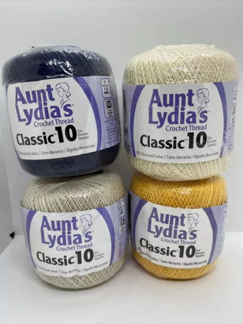 AUNT LYDIA'S CROCHET Thread Classic 10 Lot of 4 NOS Cotton Coats & Clark  350 yds $18.50 - PicClick