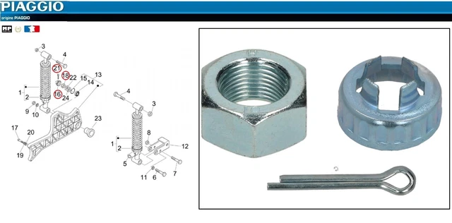 Kit écrou de tambour arrière protection Gilera/Piaggio 194423 563728  1C004746
