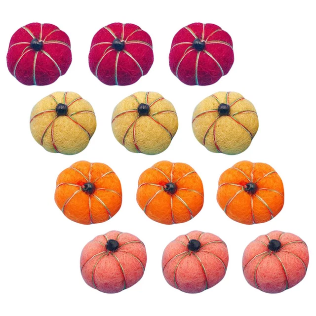 12 Pcs Felt Pumpkins Fall Thanksgiving Ornaments Small Decor