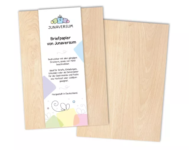 Briefpapier Holz Briefbogen Motivpapier für Einladungen Hochzeit Geburtstag