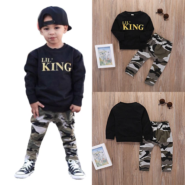 Toddler Kids Baby Boys Clothes Camo Tops Trousers Pants Tracksuit Outfits Set