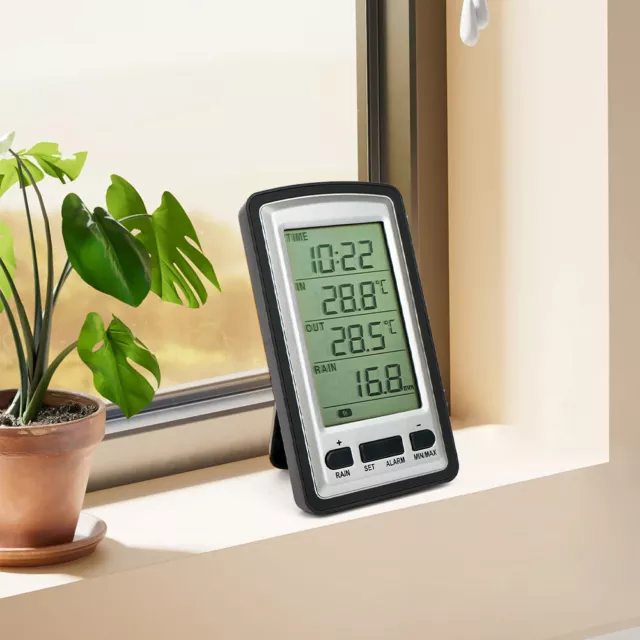 Wireless Weather Station Thermometer LCD Digital Alarm Clock Rain Gauge Meter AU