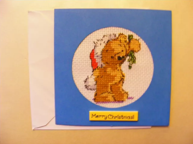 Fertig Kreuzstich Bär Weihnachtskarte CC23AW