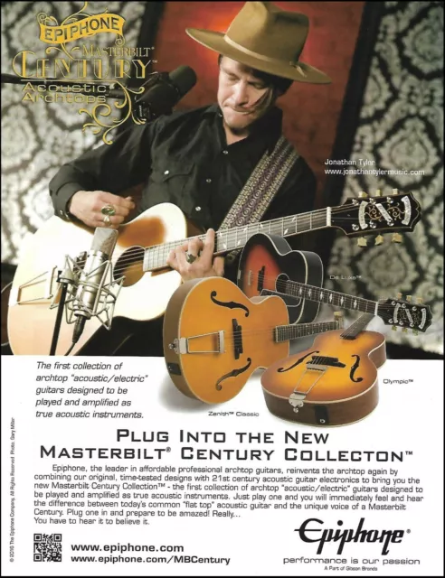 Jonathan Tyler Epiphone Masterbilt Century Series acoustic guitars advertisement