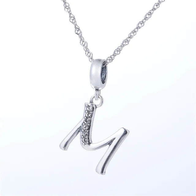 Letter 'M' Initial Pendant Charm, Silver Jewellery, Alphabet Charms for Bracelet