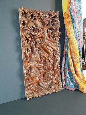 Old Balinese Deep Carved Wooden Wall Hanging …beautiful collection and display 3