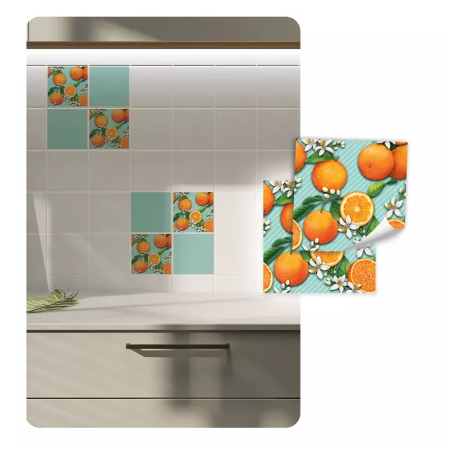 Adhesivo de Azulejo Set Pegatina Lámina Autoadhesivo Cocina Baño Y074-08 Naranja