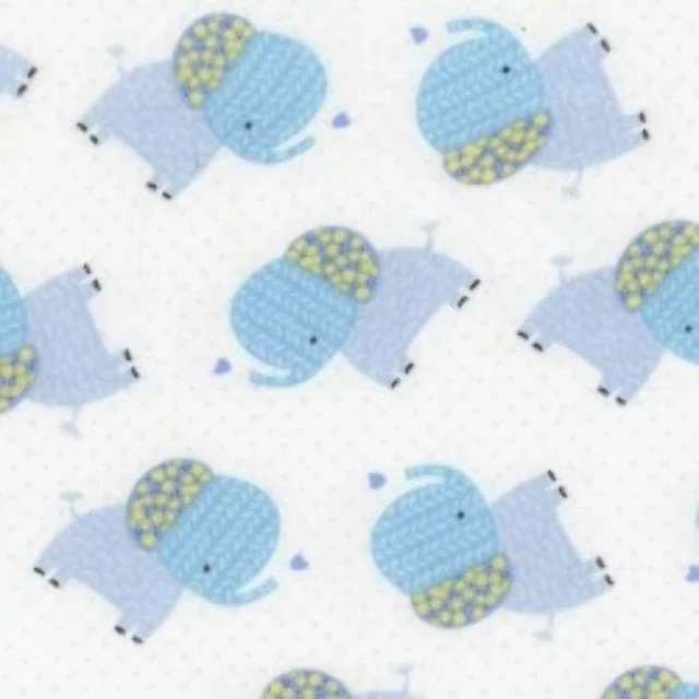 Snuggy Flannel Elephants Fabric By the Half Yard
