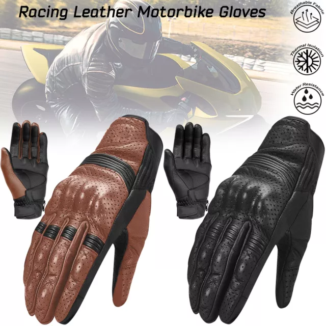 LGB ® Best Summer Motorcycle Motorbike Gloves Leather Knuckle Protection