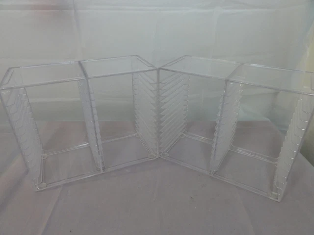 2 Vintage US Acrylic 30 CD Compact Disc Storage Rack Holder Shelf Caddy Bin Case