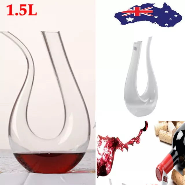 1.5L U-Shape Crystal Glass Lead-free Red Wine Decanter Carafe Pourer Container