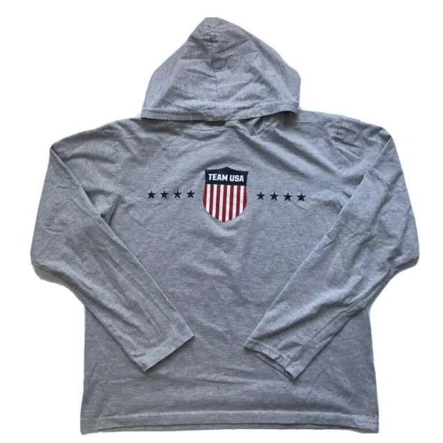 Youth Team USA Crop Top Long Sleeve Hoodie Hooded Top Gray XL Sports Flag