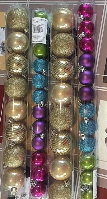 Christmas Tree Decoration Mixed Baubles Shatterproof Pk12 x 40mm & Pk8 x 60mm