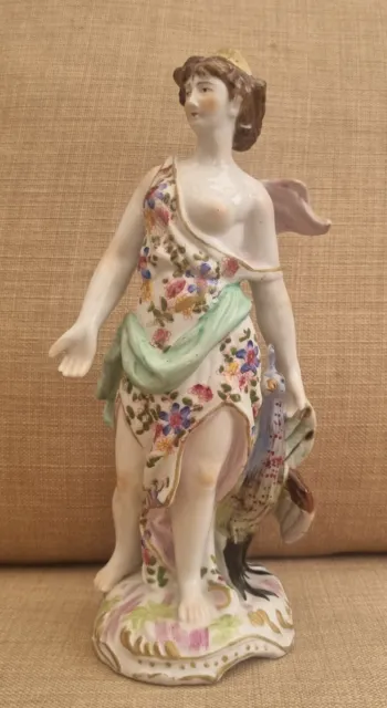 Antique Porcelain Dresden German Seminude Young Girl Figurine.