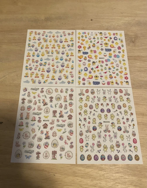 Pegatinas de arte en uñas con tema de Pascua 10 páginas sin páginas duplicadas