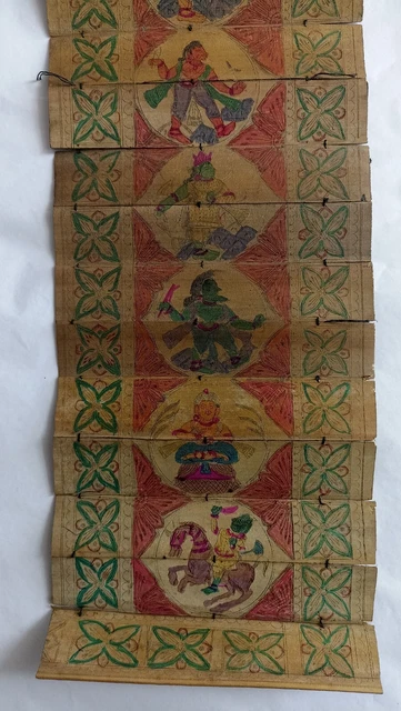 Antique Pattachitra  Laxmi ganeshji painting on palm leaf 19th century art