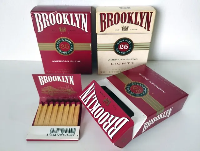 Lot de 3 anciens paquets de cigarettes vides BROOKLYN + Alumettes