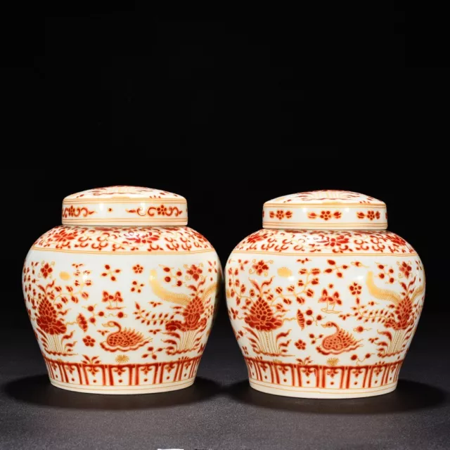 5.5" china antique ming dynasty chenghua mark porcelain a pair mandarin duck pot