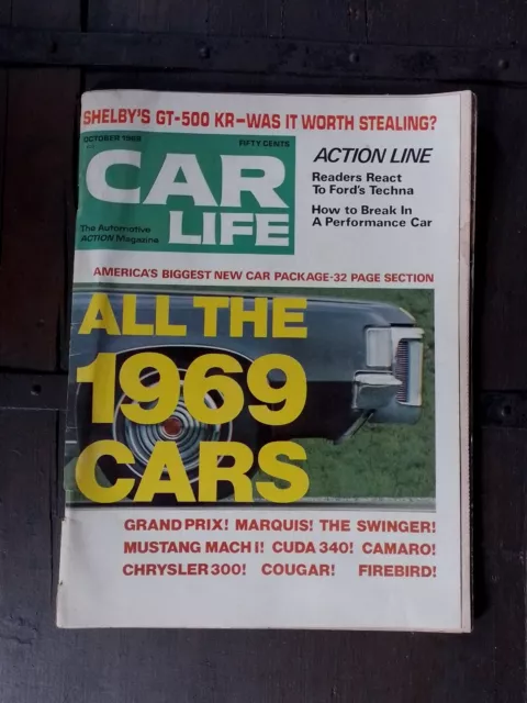 CAR LIFE rivista originale americana 1968 SHELBY GT CUDA 340 CAMARO MUSTANG ECC