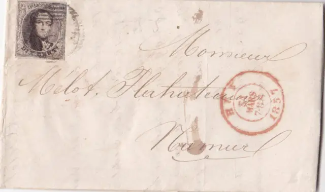 Faltbrief 1857 Belgien 10 Postes Briefmarke Cent Brief Cover Belgium Leopolt I.
