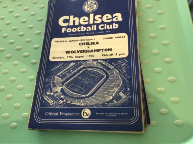 football programme chelsea  v Wolverhampton wanderers  division 1 1 1960/61