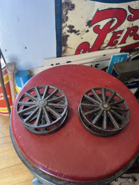 Vintage old original Cast Iron Barn door rollers hanger Wheels Pulleys Parts USA