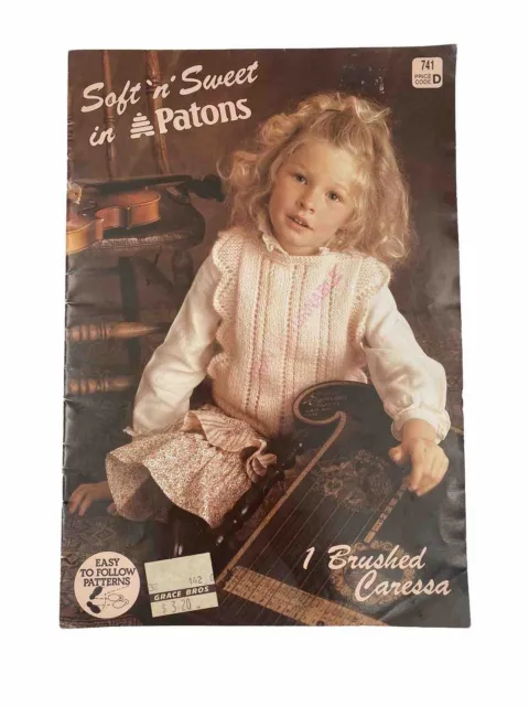 Patons Knitting Book 741 Soft n Sweet Caressa Flair Girls Vintage Knit Patterns