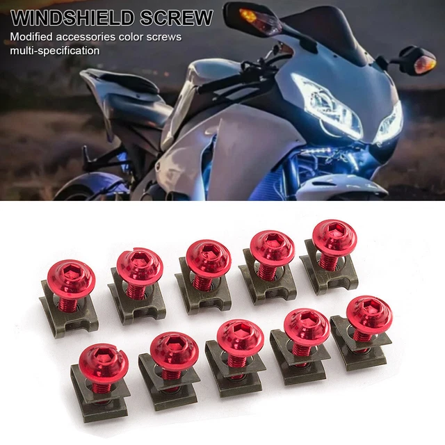 Red M6 CNC Sportbike Fairing Body Bolt Kit Screw Spire Speed Fastener Clip Nut