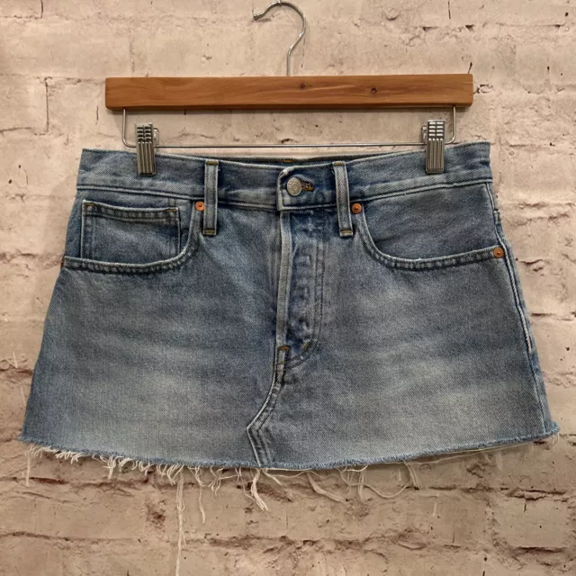 MADEWELL  Denim Mini Skirt Womens Size 26 Button Fly Medium Wash 100% Cotton