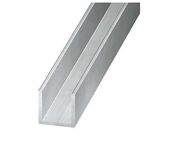 Profilo angolare effetto argento alluminio uguale a forma di U, (L) 2 m (L) 8 mm