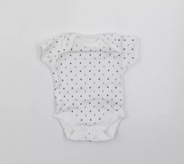 George Boys White Geometric Cotton Babygrow One-Piece Size Newborn Button