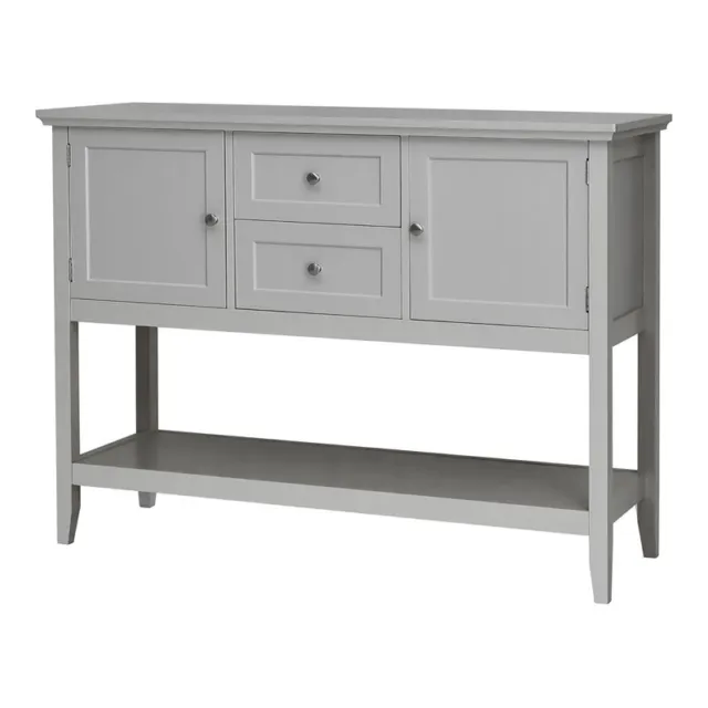 Costway MDF and Pine Wood Sideboard with Drawers & Storage Cabinets in Gray