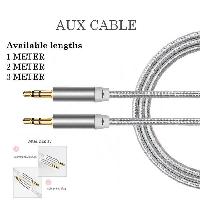 Headphone Aux Cable Audio Lead 3.5mm Jack to Jack Stereo PC Car Male 1m to 3m