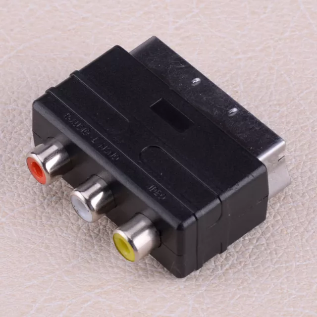 RGB Scart Plug Male to 3 RCA Female A/V Converter Adaptor Fit DVD TV VCRs BS