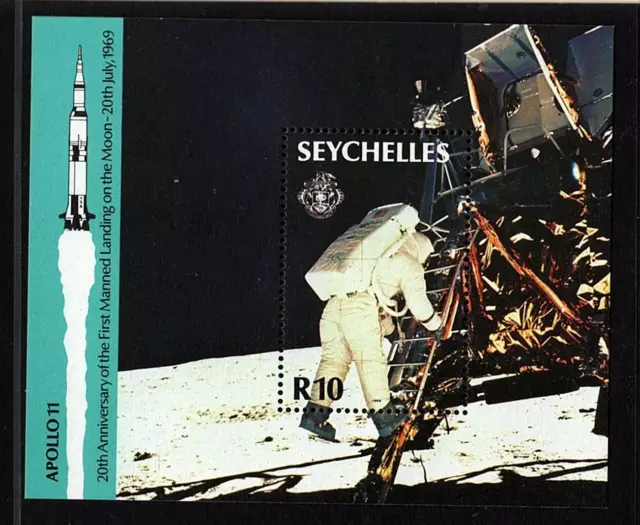 Seychelles 1989 - MIni Sheet First Manned Landing on Moon NASA Apollo 11 Mond