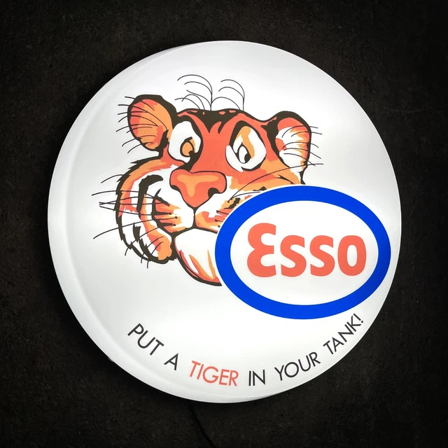 Esso Tiger Led Sign Wall Mounted Light Box Garage Vintage Petroliana Automobilia