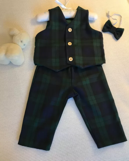 Baby boy tartan suit - Black watch waistcoat - trousers - 1st birthday - Pageboy