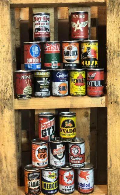 Vintage, Replica, motor oil, cans Rusty, Motoring, Tin Can, Man Cave Gift,