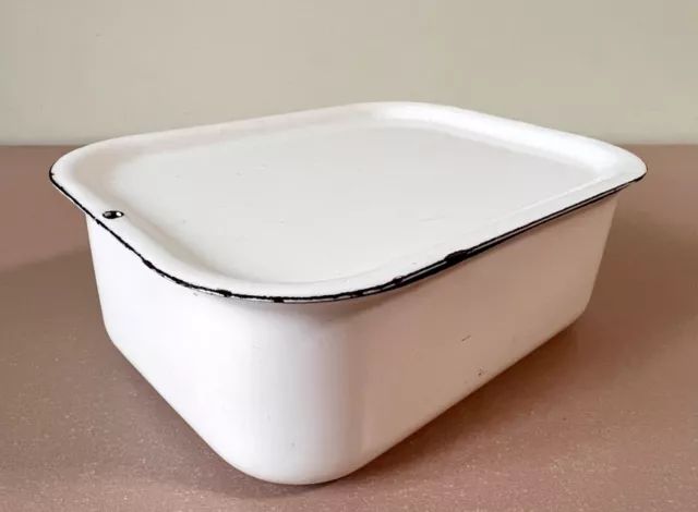 Soviet Vintage Enamelware - Small Enamel Baking Pan, Butter Dish, French Style