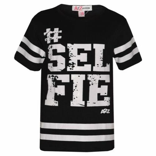 Top Bambina di Design # Selfie Stampa Moda Trendy T Shirt Maglietta Età 7-13